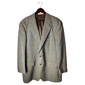 Ralph Ralph Lauren Blazer Men 48‎ T Brown Plaid Pure New Wool Single Breasted